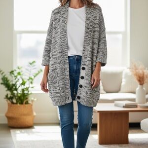 Club Monaco Gray Women's Cardigan Chunky Sweater Size Medium